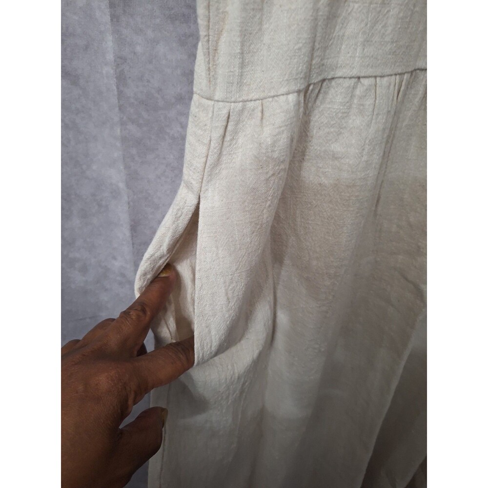 Women's Cream Midi Dress with Ruffle Hem - Picture 7 of 11